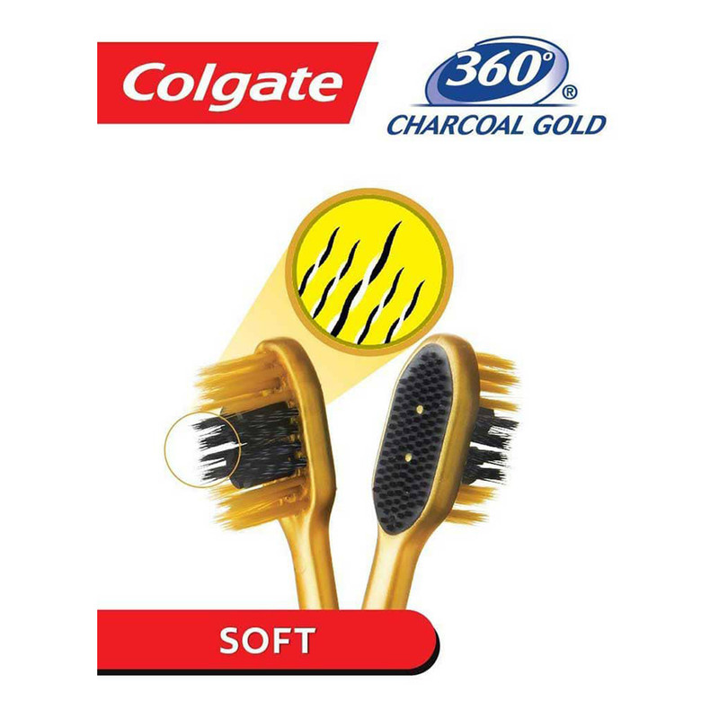 مسواک کلگیت مدل Charcoal Gold 360 با برس نرم مسواک کلگیت مدل Charcoal Gold 360 با برس نرم
