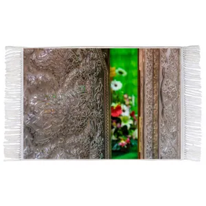 فرش ماشینی دیوارکوب اطلس آبی طرح ضریح حرم امام حسین مدل T2492 
