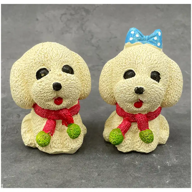 مجسمه مدل سگ شالگردنی مجموعه 2 عددی