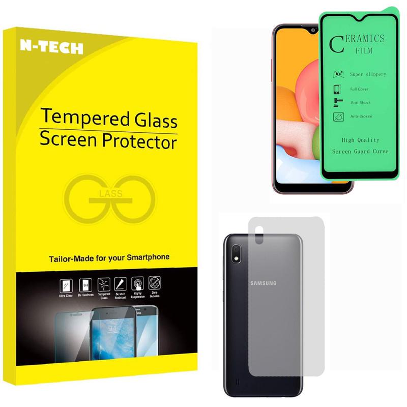  محافظ صفحه نمایش سرامیکی انتک مدل CRBKM-01 مناسب برای گوشی موبایل سامسونگ Galaxy A10 به همراه محافظ پشت گوشی 
