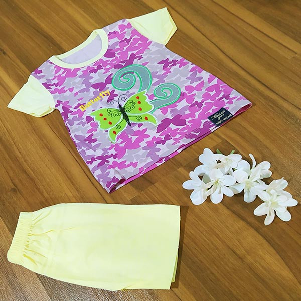 ست تی شرت و شلوارک دخترانه مدل Butterfly کد Za1