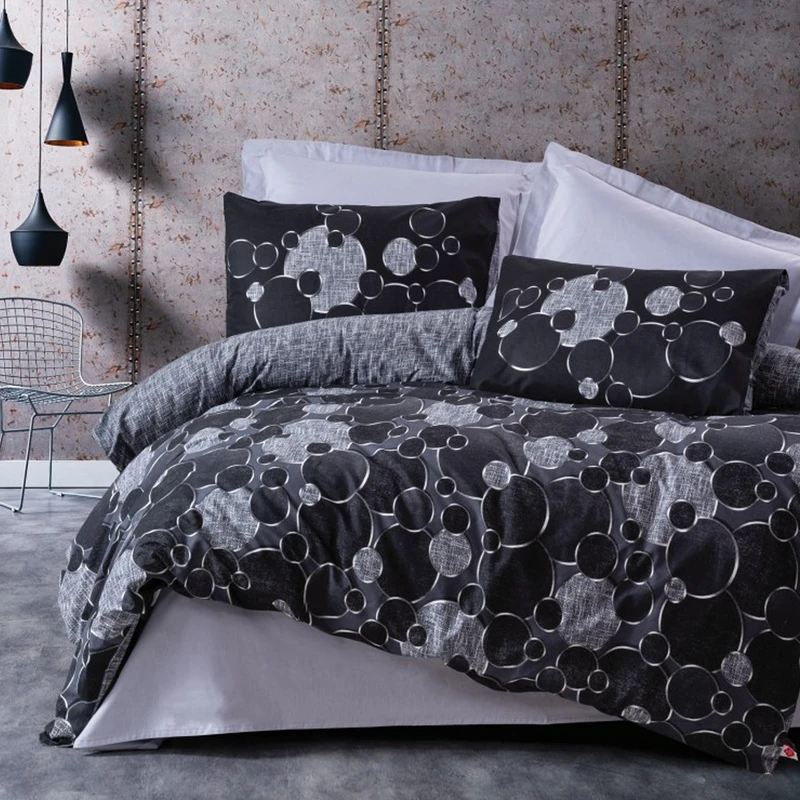 سرویس روتختی کاتن باکس مدل Dark Round Gri تک نفره 3 تکه