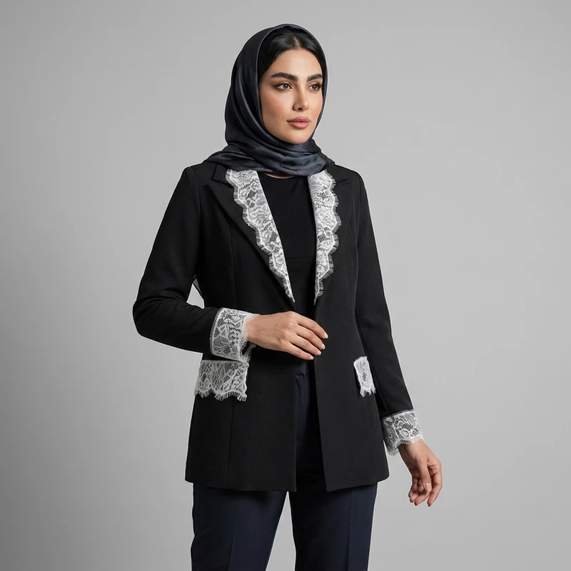 کت تک مجلسی زنانه مدل دانتل فرانسه