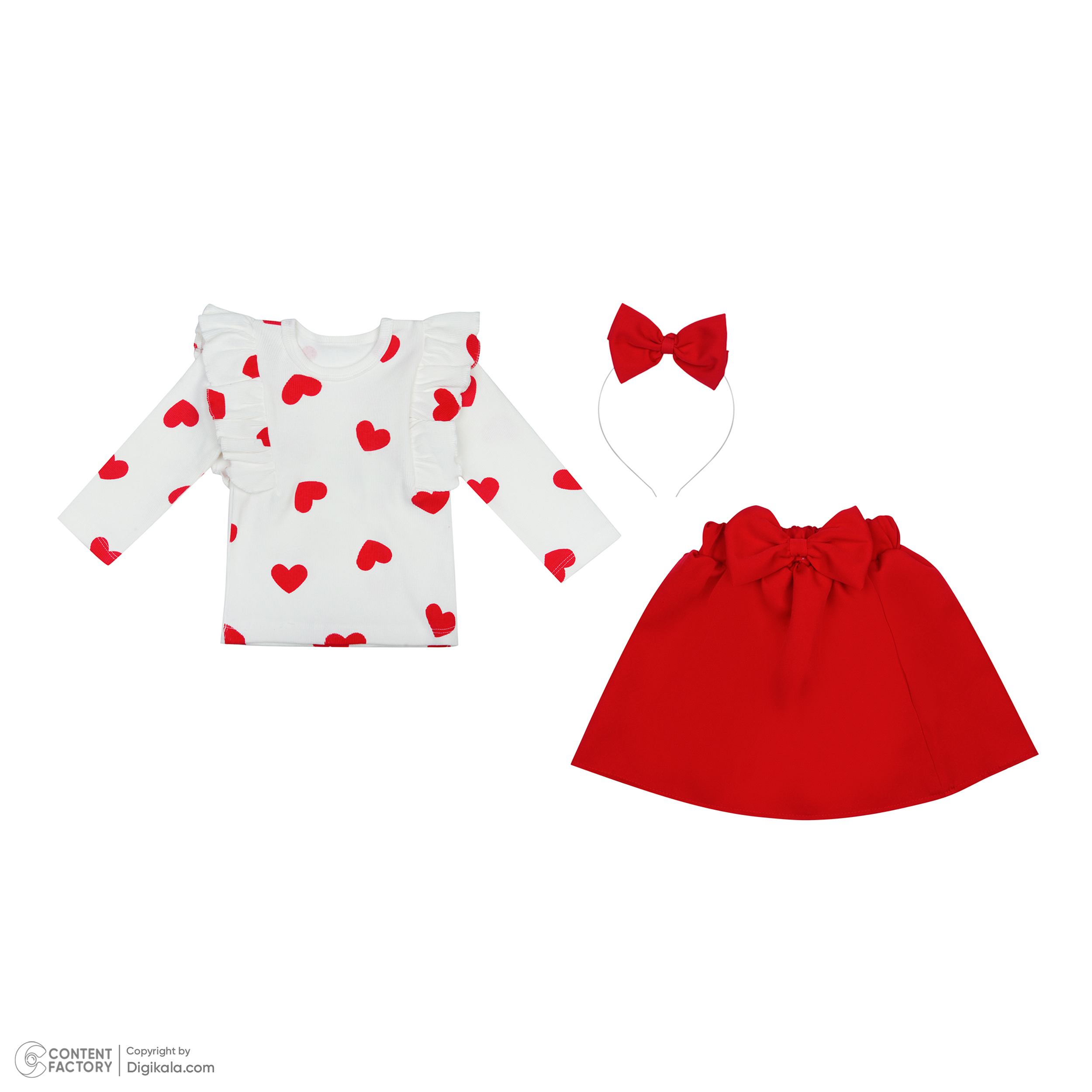 ست 3 تکه لباس دخترانه مدل قلبی