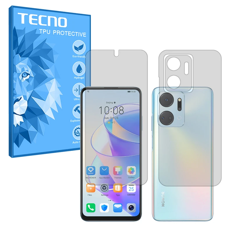 محافظ صفحه نمایش شفاف تکنو مدل Resistant مناسب برای گوشی موبایل آنر X7a به همراه محافظ پشت گوشی موبایل 