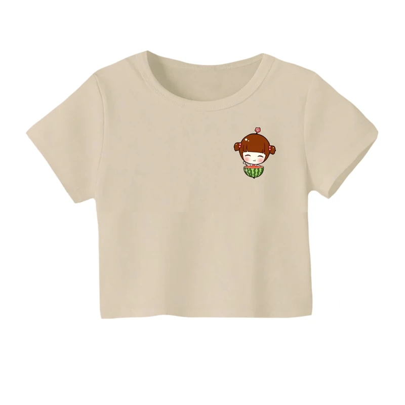 کراپ‌ تی‌شرت آستین کوتاه زنانه مدل دخترک یلدایی کد 24