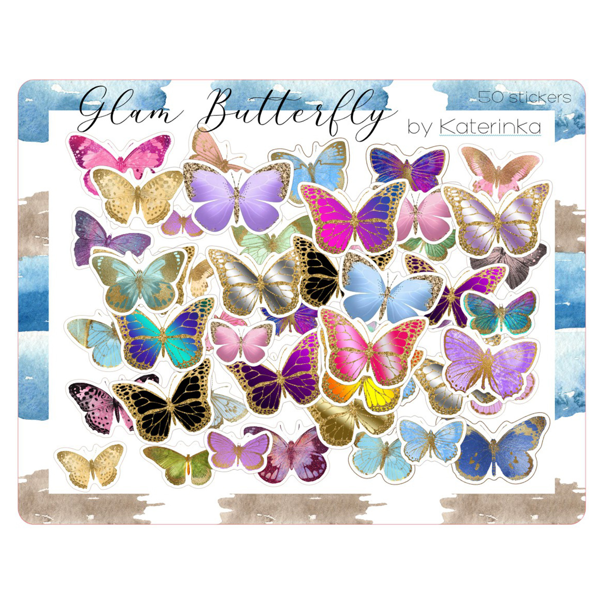 برچسب کاترینکا طرح برش خورده بولت ژورنال و اسکرپ بوک مدل Glam Butterfly بسته 50 عدد برچسب کاترینکا طرح برش خورده بولت ژورنال و اسکرپ بوک مدل Glam Butterfly بسته 50 عدد