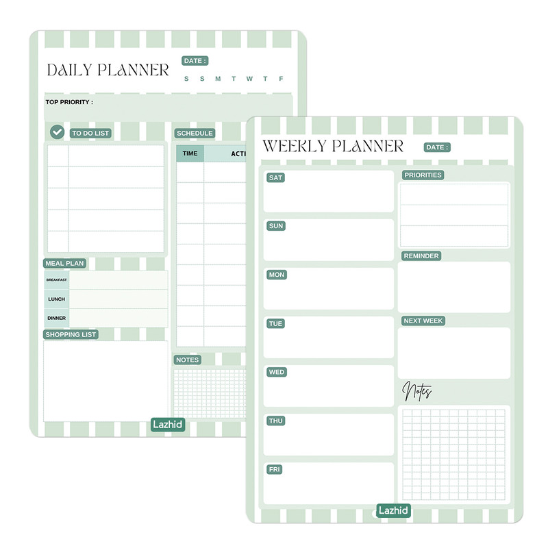 تخته وایت برد لاژید طرح پلنر روزانه و هفتگی مدل آهنربایی سایز 20X30 سانتیمتر مجموعه 2 عددی