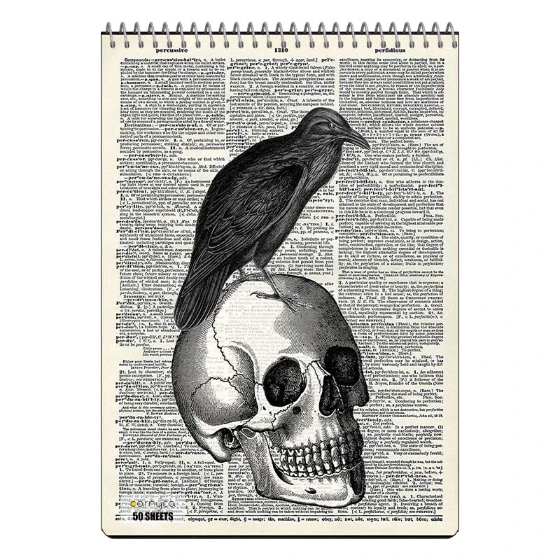 دفتر نقاشی 50 برگ سیمی کارنیکا طرح روزنامه وینتج اسکلت Vintage Newspaper Skeleton کد 46922