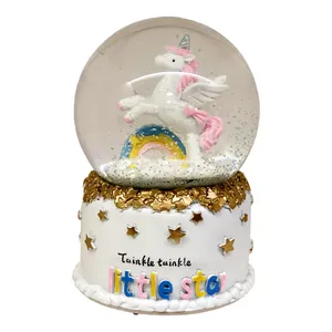 گوی موزیکال مدل یونی کورن و رنگین کمان طرح Little Star کد MPB4089