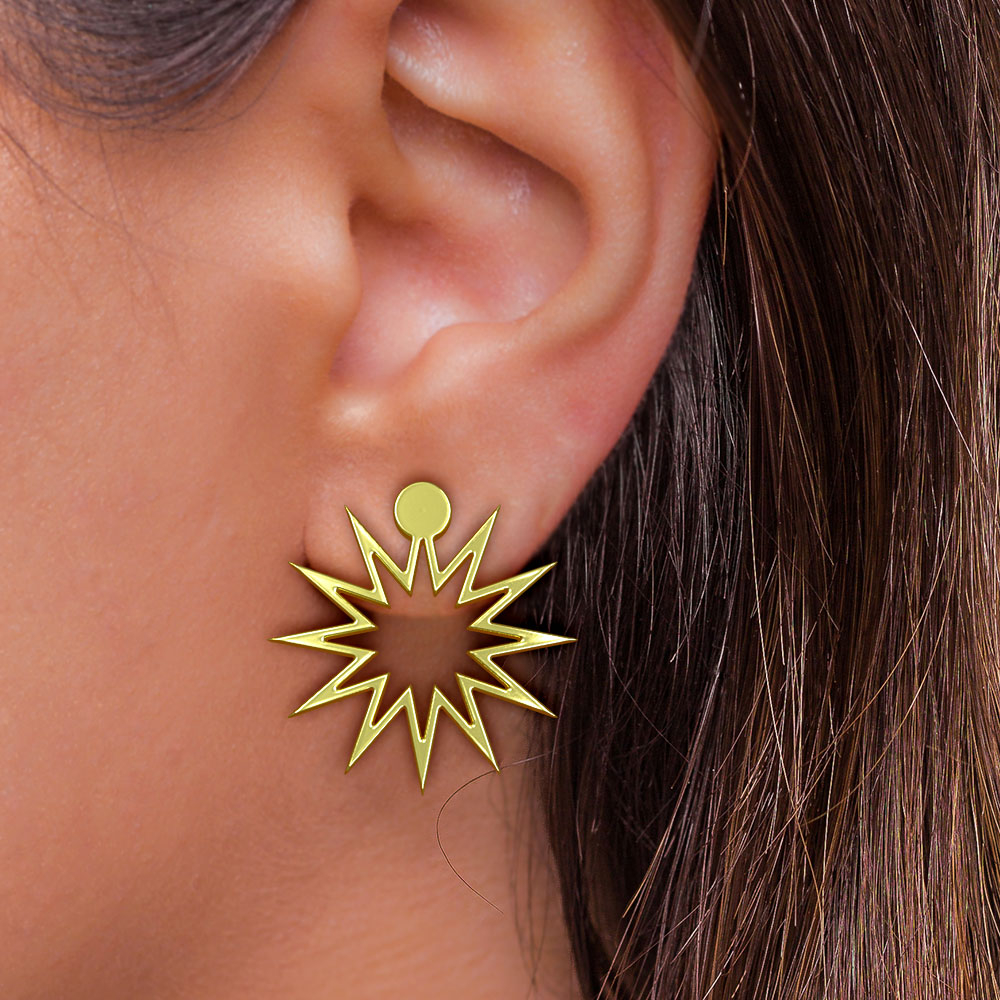 گوشواره طلا 18 عیار زنانه مدوپد مدل ستاره کد GA1-15546