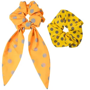 کش مو زنانه دلنار گالری مدل اسکرانچی خالدار GW مجموعه 2 عددی