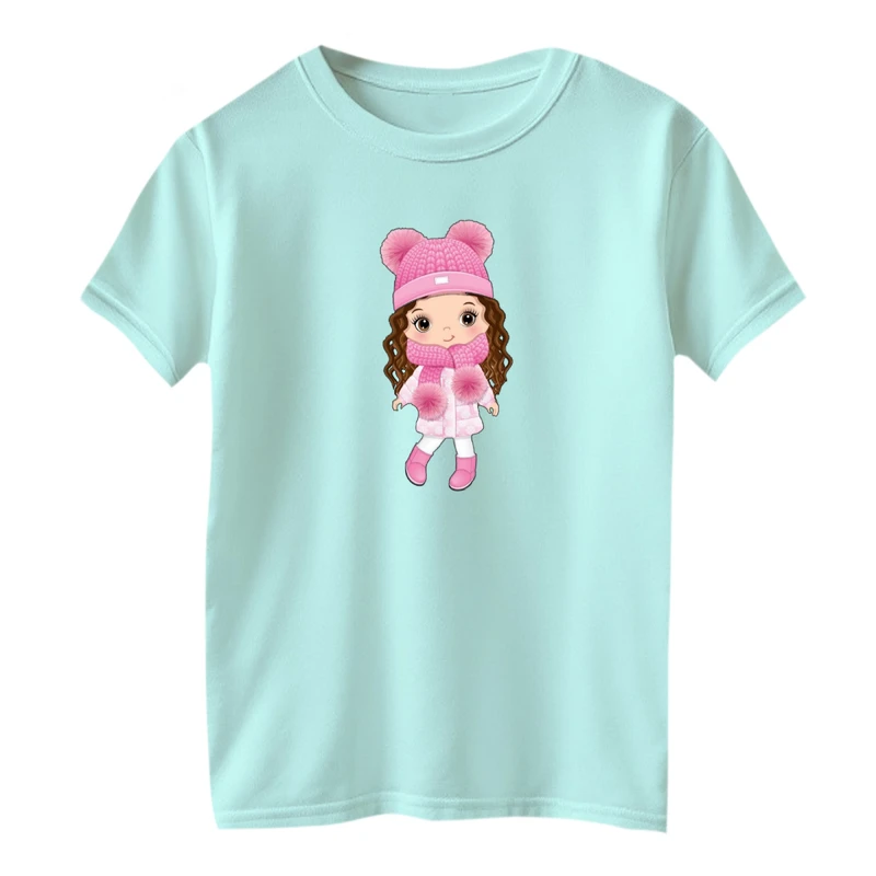 تی شرت آستین کوتاه بچگانه مدل دخترک کد ۱۵ رنگ آبی روشن