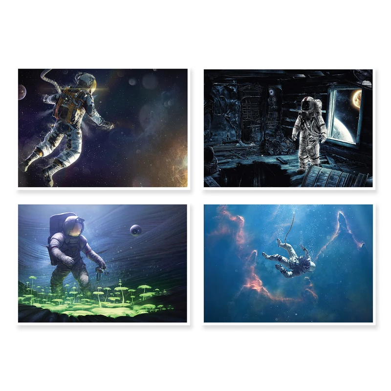پوستر طرح فضانورد کد A-1950 مجموعه 4 عددی