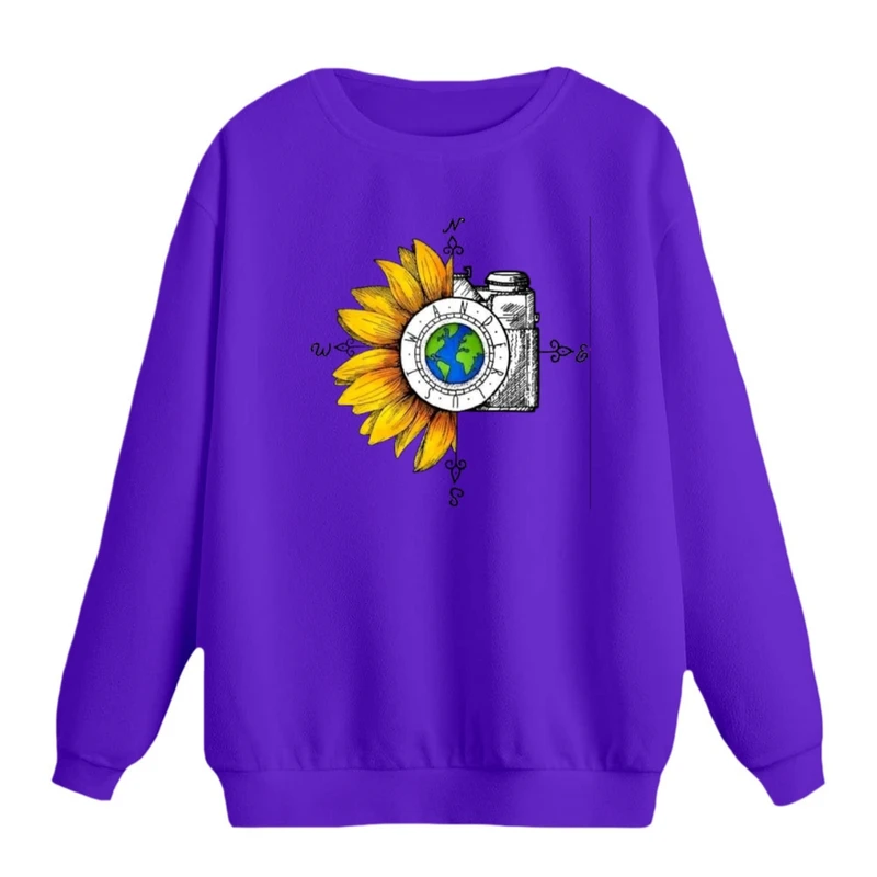 سویشرت زنانه مدل دوربین و آفتابگردان 