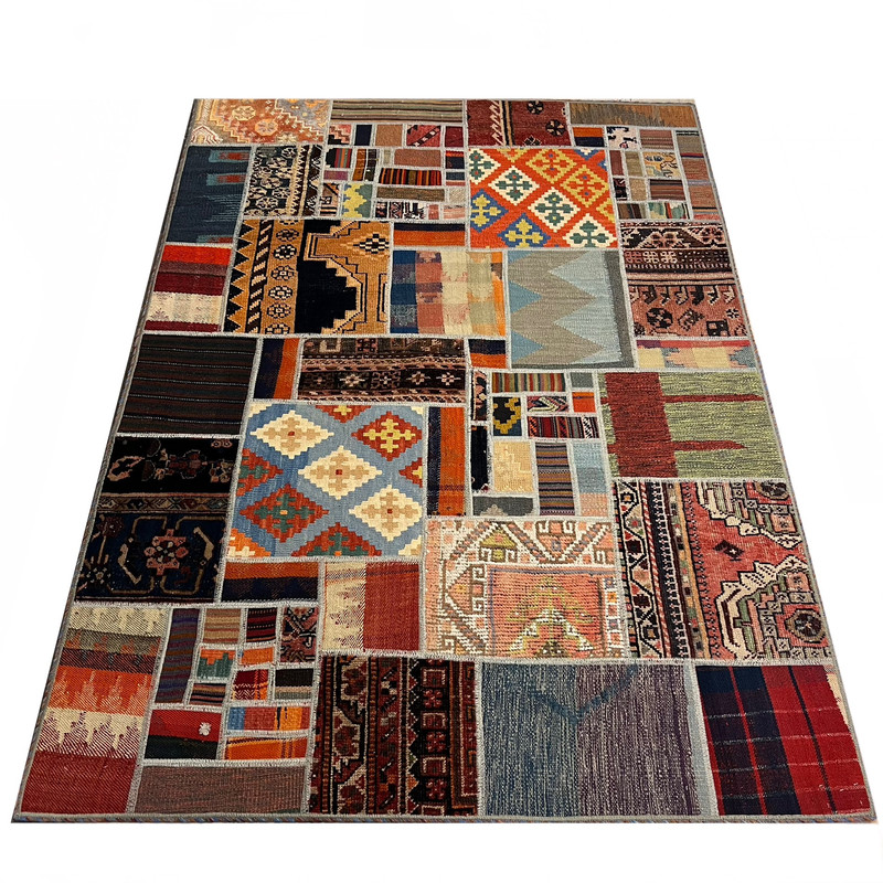 کلاژ فرش دستباف 3 متری مدل تکه دوزی‌