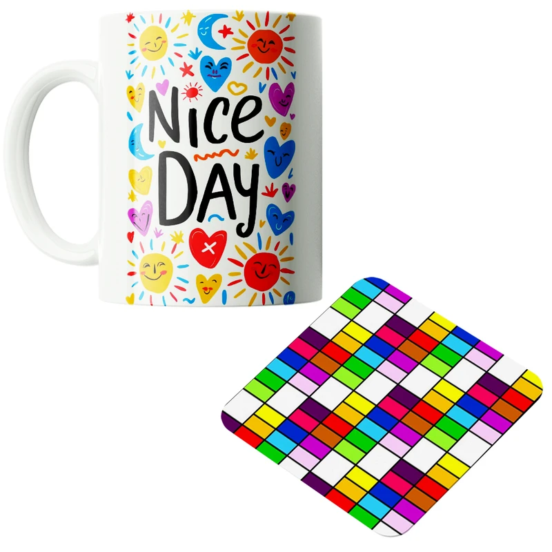 ماگ پاد آفرین مدل انگیزشی روز خوب کد PZ130 به همراه زیرلیوانی