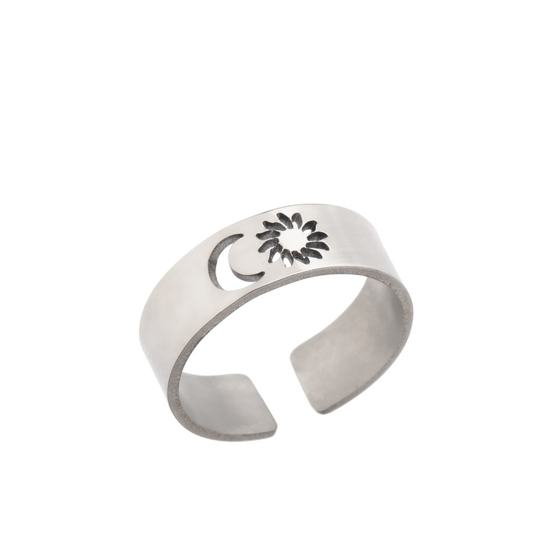 انگشتر گيلواره زراوشان مدل استیل ماه و خورشید کد Q11 انگشتر گيلواره زراوشان مدل استیل ماه و خورشید کد Q11