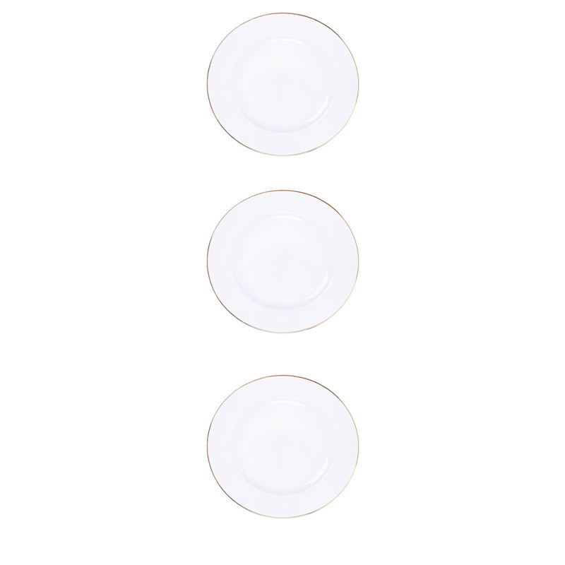 بشقاب غذاخوری شرکت صنایع چینی تقدیس مدل تخت 26 گرد خط طلا بسته 3 عددی