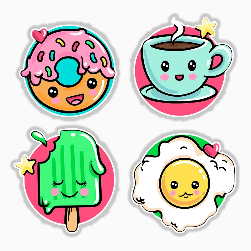 استیکر لپ تاپ و موبایل بووم طرح تنقلات کیوت کد MR82 مجموعه 4 عددی