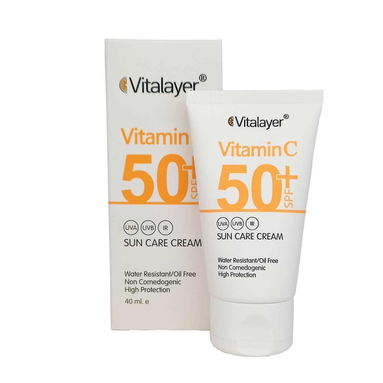 کرم ضد آفتاب بی رنگ ویتالیر مدل Vitamin C مناسب انواع پوست حجم 40 میلی لیتر