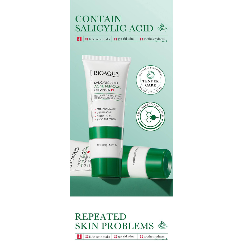 فوم شستشو صورت بایو آکوآ مدل سالیسیلیک اسید حجم 100 میلی لیتر