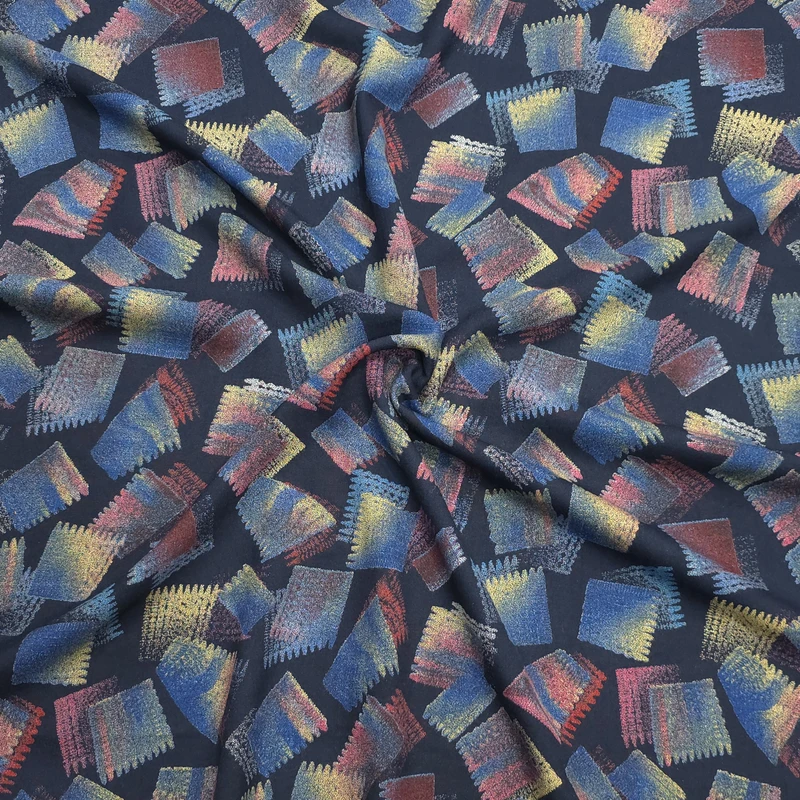 پارچه لباس مدل شانتون طرح هندسی کد 0102