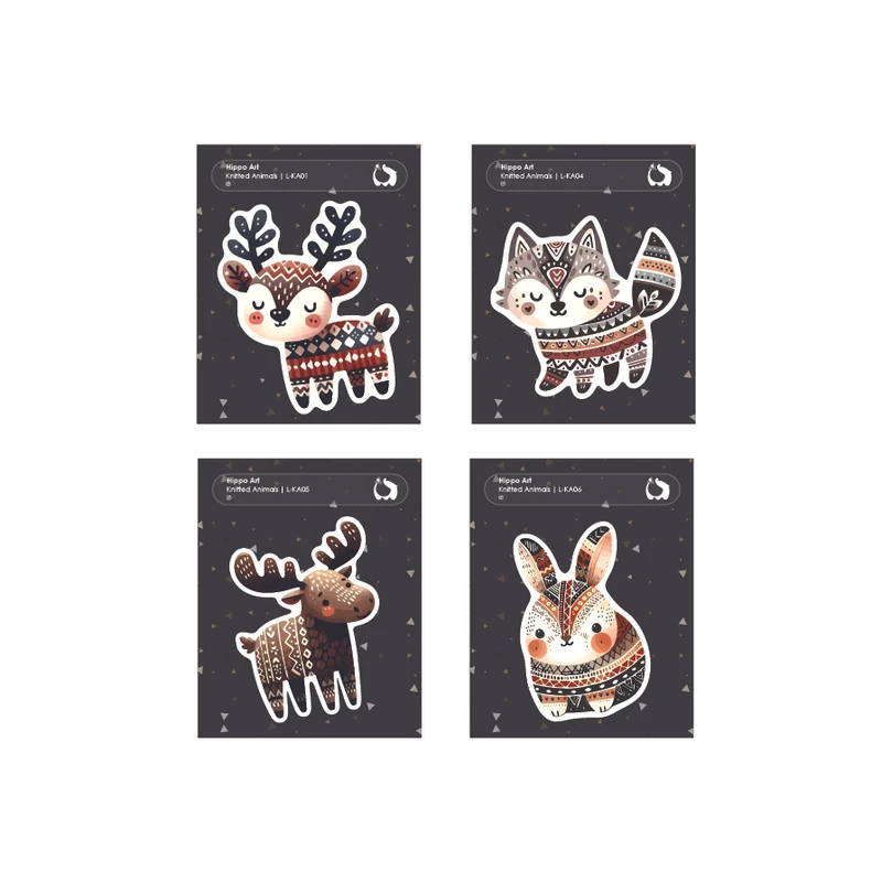 برچسب لپ تاپ هیپو آرت مدل حیوانات بافتنی کد L-KA بسته 4 عددی