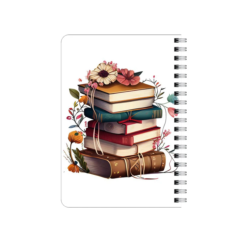 دفترچه یادداشت بامبیلیپ مدل چوبی طرح کتاب ها و گل ها کد 5756293