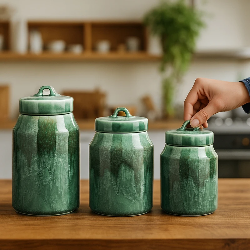 بانکه سرامیکی بومی مدل ماربل مجموعه 3 عددی