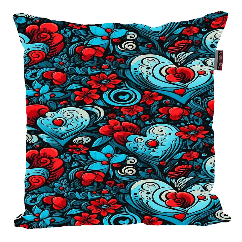 کوسن پاد آفرین مدل فانتزی طرح گل و قلب کد p151