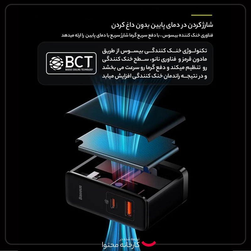 قیمت و خرید شارژر دیواری 100 وات باسئوس مدل GaN5 PRO 100W به همراه کابل ...