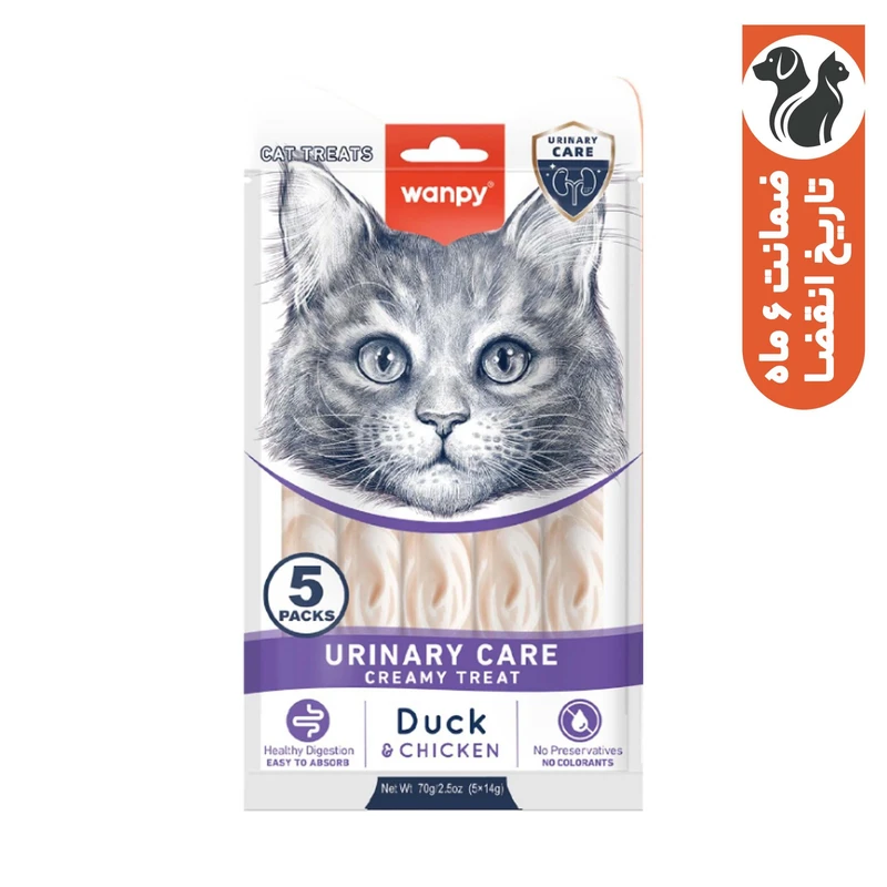 بستنی گربه ونپی مدل تقویت مجاری ادراری طعم اردک وزن ۷۰ گرم