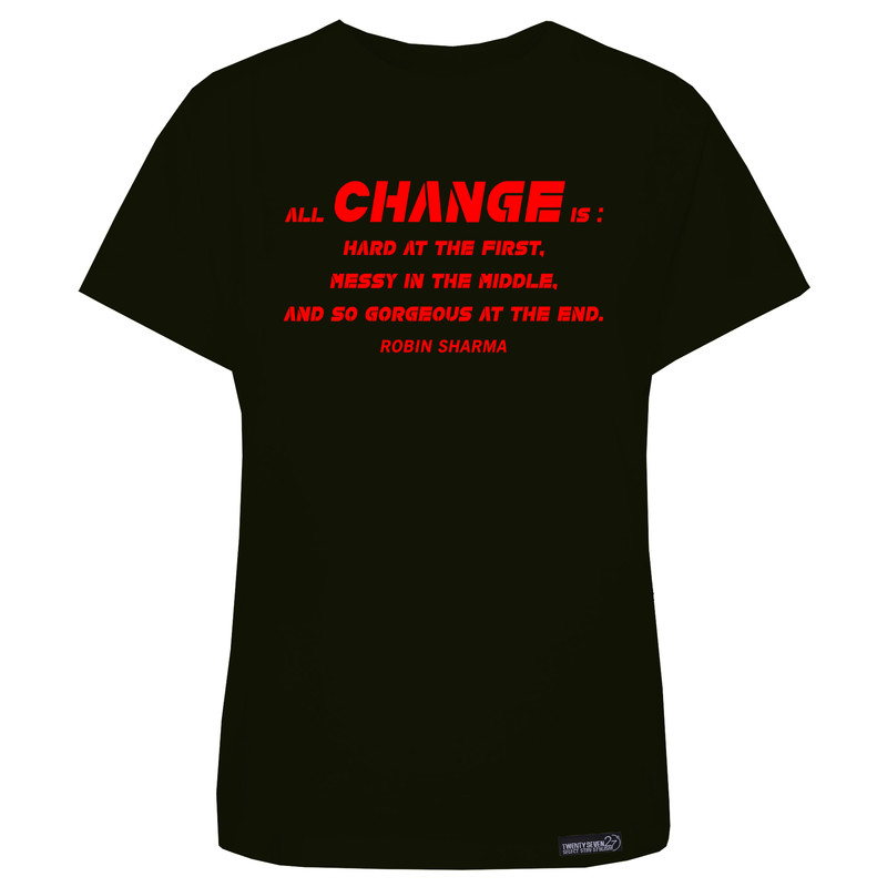 تی شرت آستین کوتاه مردانه 27 مدل Robin Sharma All Change کد MH1522