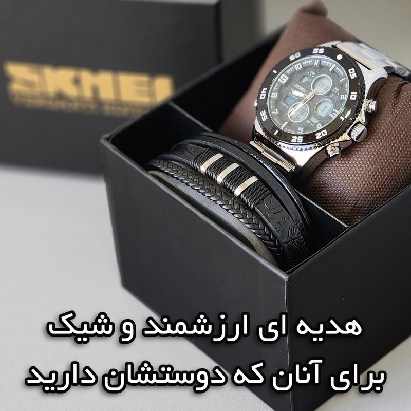 ساعت مچی عقربه‌ای مردانه کوارتز اسکمی مدل 2205SI به همراه دستبند