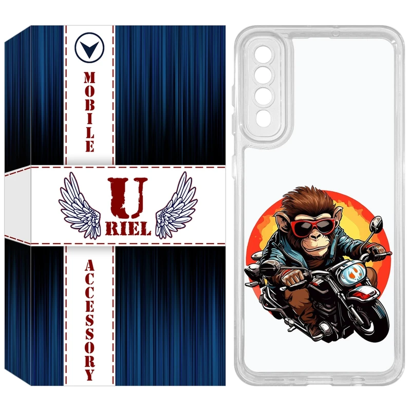 کاور یوریل مدل Clear کد 32 طرح میمون موتورسوار مناسب برای گوشی موبایل سامسونگ Galaxy A50 / A50S / A30S