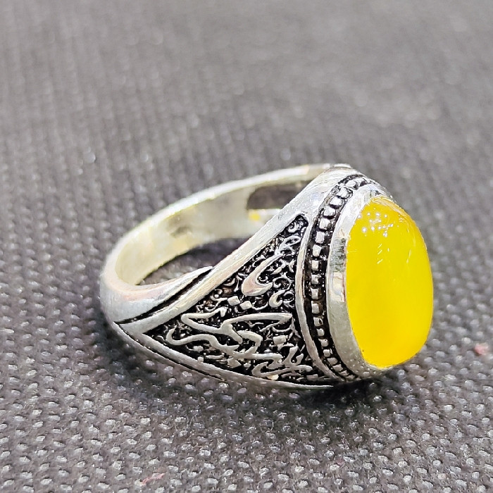 انگشتر نقره مردانه مدل سنگ شرف الشمس طرح یا زینب کبری کد 2330