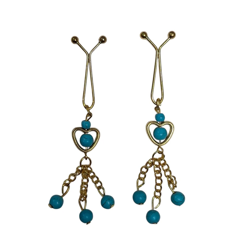 گیره روسری زنانه طرح قلب و فیروزه بسته دو عددی