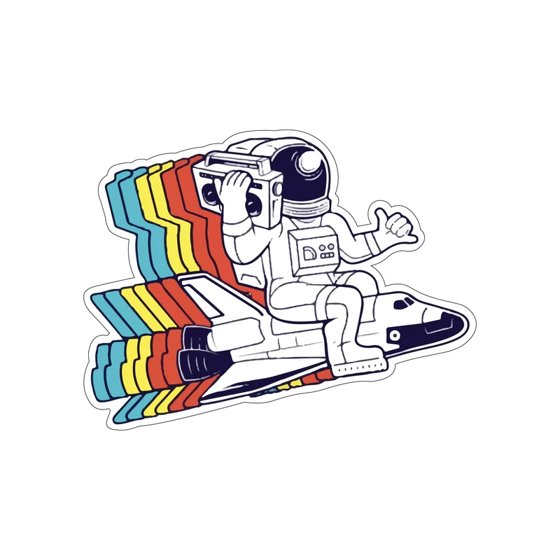 برچسب مدل ژله ای طرح فضانورد و رنگین کمان