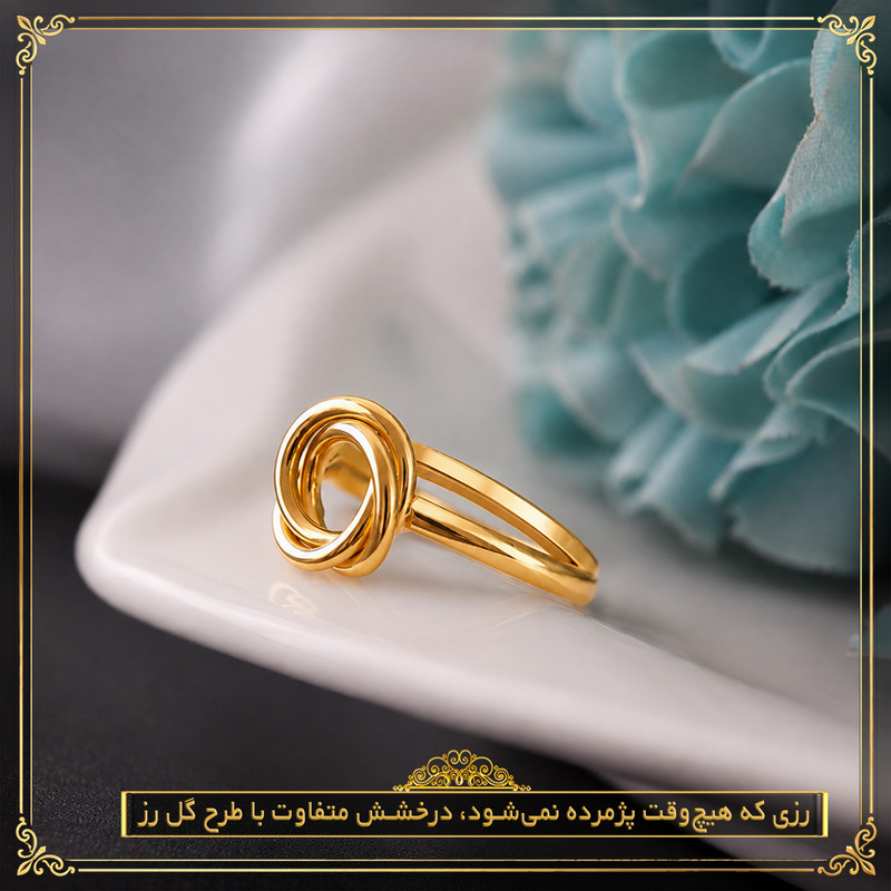 انگشتر طلا 18 عیار زنانه طلای معتمدی مدل گل رز - 8