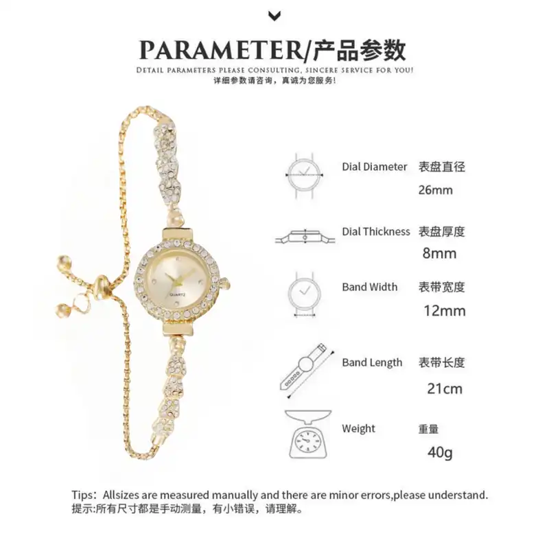 ساعت مچی عقربه ای زنانه مدل بند نگین دار دور نگین قفل کرواتی 3