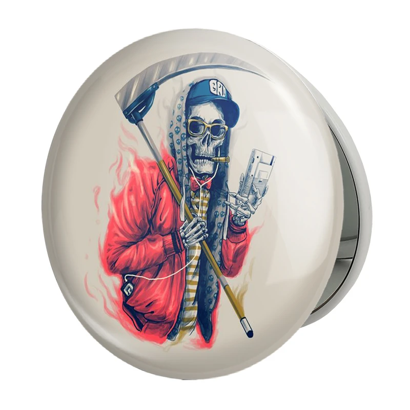 آینه جیبی خندالو طرح اسکلت Skleton مدل تاشو کد 1148 