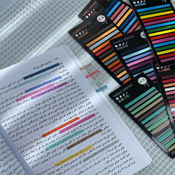 کاغذ یادداشت چسب دار مدل هایلایتری شفاف کد 01 مجموعه 3 عددی