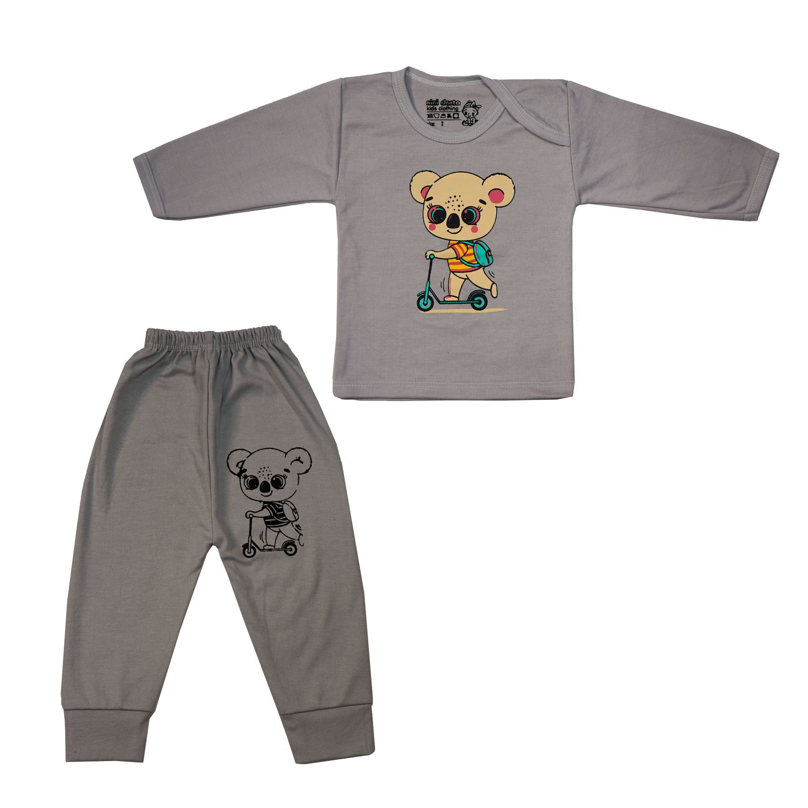 ست تی شرت و شلوار نوزادی مدل خرس اسکوترسوار -  - 1