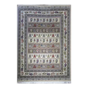 فرش ماشینی 700 شانه فرش هیوا زمینه کرم حاشیه موکا مدل طره