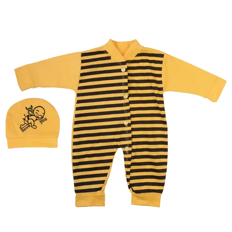 ست سرهمی و کلاه نوزادی مدل زنبوری 002