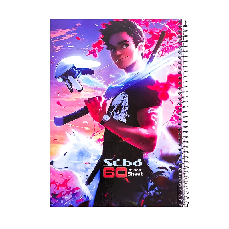 دفتر مشق 60 برگ سیبو مدل انیمیشن طرح شمشیرزن کد s3-69