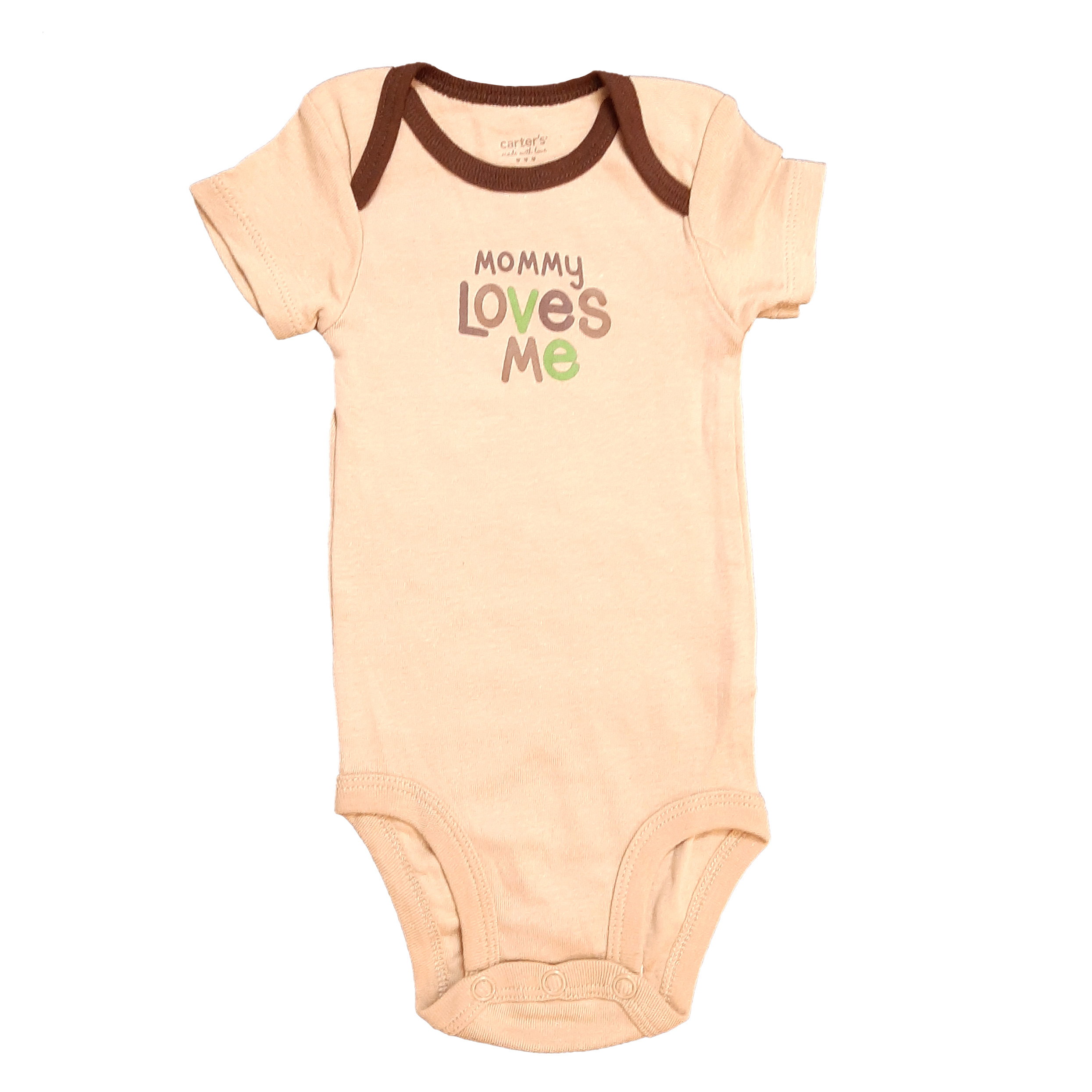 بادی آستین کوتاه نوزادی کارترز مدل مامی لاوز رنگ کرم