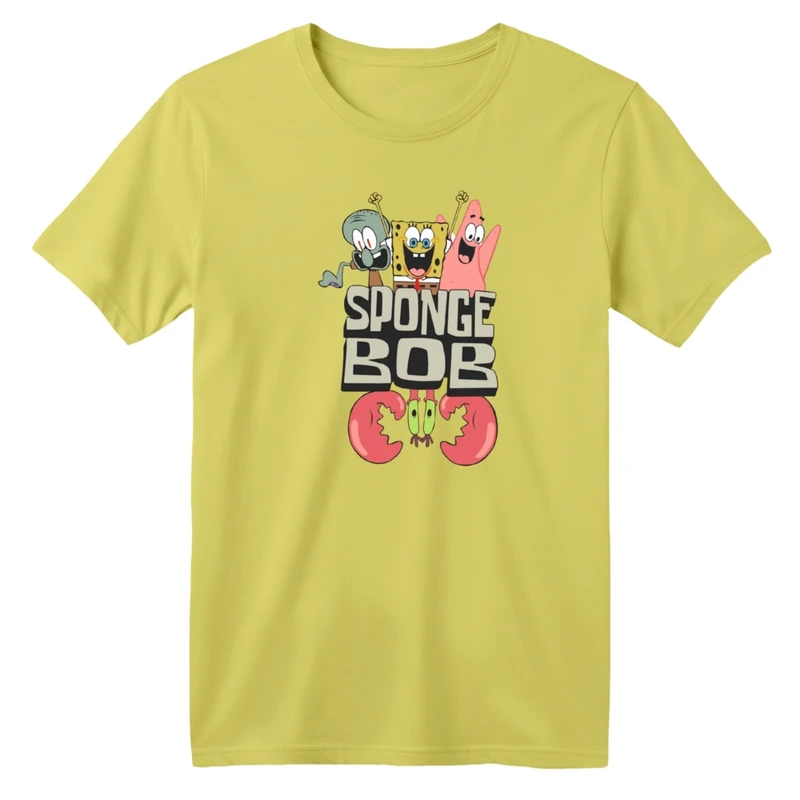 تی شرت آستین کوتاه یقه گرد بچگانه مدل باب اسفنجی و دوستان کد 2