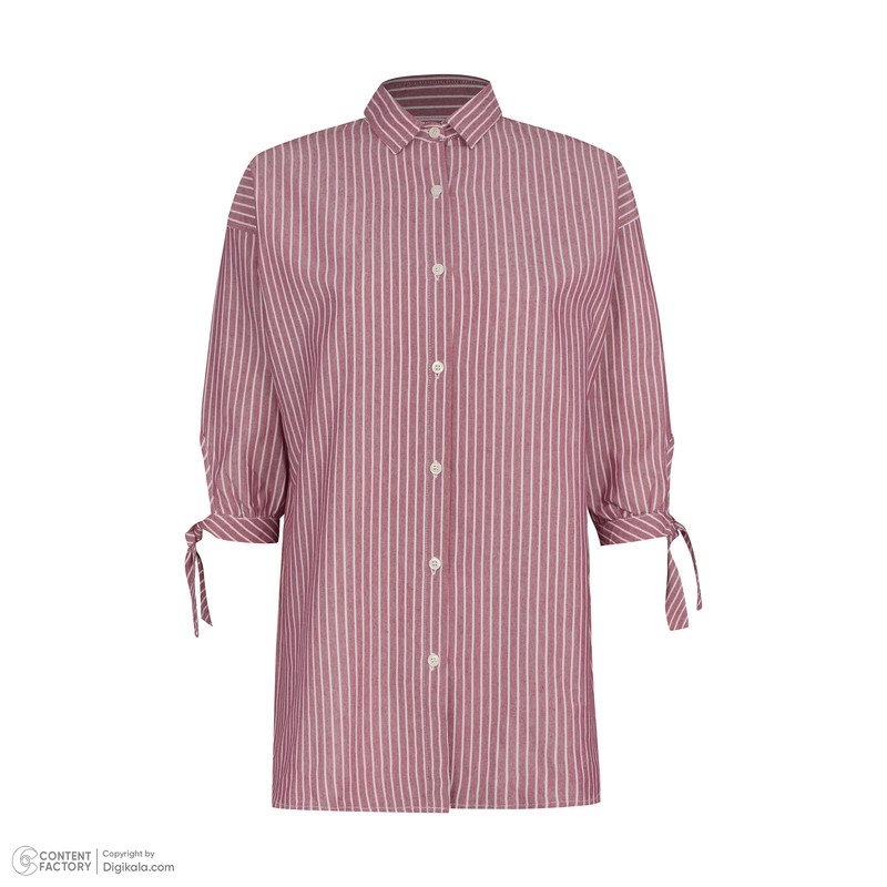 تونیک آستین سه ربع زنانه پاتن جامه مدل 113731030126690 راه راه رنگ زرشکی